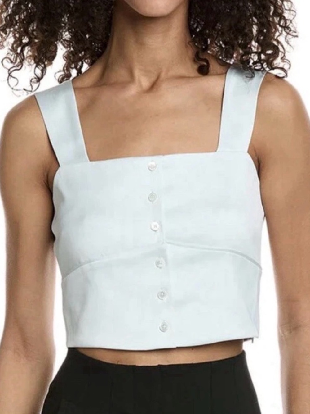 The Kooples Satin Crop Top Green Size 1 Small Button Front Strappy